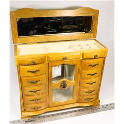 LARGE WOODEN MUSICAL JEWELLERY CABINET.