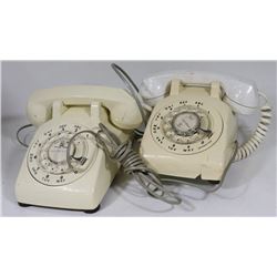 2 WHITE VINTAGE ROTARY TELEPHONES