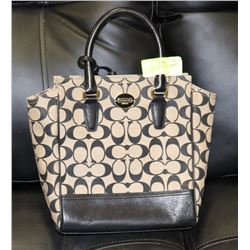 AUTHENTIC COACH PURSE, BLACK AND TAN