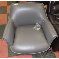 NEW GENUINE GREY LEATHER CHAIR