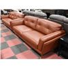 Image 1 : PAIR OF BROWN GENUINE LEATHER 87" SOFAS