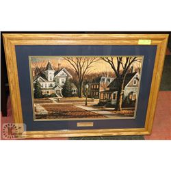 OAK FRAMED PRINT BY GENE STOCKS, 27" X 36".