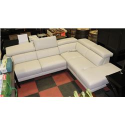 NEW WHITE GENUINE LEATHER LIFT BACK CHAISE LOUNGE