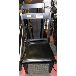 PAIR OF WOOD AND LEATHERETTE SIDECHAIRS