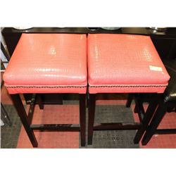 PAIR OF SHOWHOME PINK ALLIGATOR STYLE BAR STOOLS