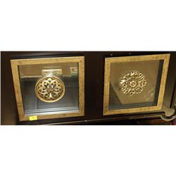 PAIR OF SHOWHOME MIRRORED PICTURES