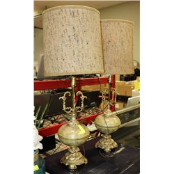 PAIR OF BRASS AND GOLD LAMPS