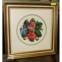 ESTATE NEEDLEPONT FLOWER ARRANGMENT PICTURE