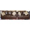Image 1 : 1495 BROWN LEATHERETTE NAILHEAD 78" SOFA & 65"