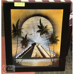 FRAMED & SIGNED GLASS ART PAINTING BY NICO -2004