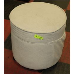 SHOWHOME OFF WHITE FABRIC STOOL ON WHEELS