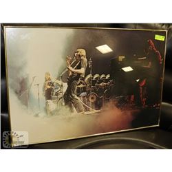 LARGE FRAMED ROCK BAND PICTURE