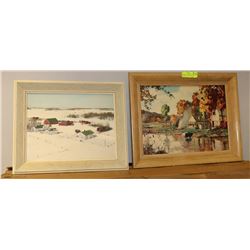 TWO VINTAGE SCENIC PICTURES IN FRAMES