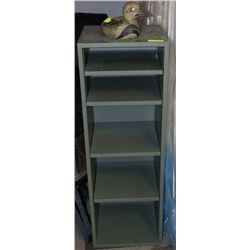 DARK GREEN WOOD SHELF, 15"X15"X44"