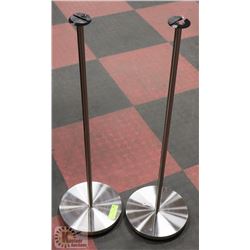 2 CHROME METAL SPEAKER STANDS.