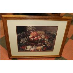 LARGE FRAMED STILL OF FRUIT AND FLOWERS