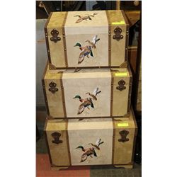 SET OF 3 NESTING WOOD & FABRIC DUCKS