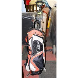 CAMPBELL CLUBS WITH BAG AND CADDIE