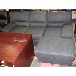 GREY FABRIC SECTIONAL CONVERTS INTO A BED