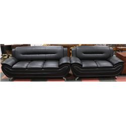 NEW BLACK LEATHERETTE 76" SOFA WITH 60" LOVE SEAT
