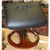 Image 1 : WOOD AND BLACK LEATHERETTE STOOL