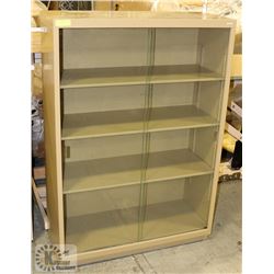 METAL VERTICAL DISPLAY CASE WITH GLASS DOORS
