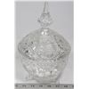 Image 1 : PINWHEEL CRYSTAL FOOTED LIDDED CANDY DISH.