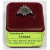 Image 1 : STAMPED .925 RING WITH SEMI PRECIOUS GREEN STONE
