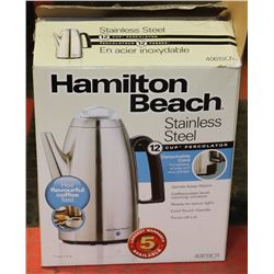 HAMILTON BEACH ST. STEEL PERCOLATOR COFFEE