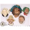 Image 1 : FLAT W/5 VINTAGE BOSSON FIGURE HEADS INCLUDES
