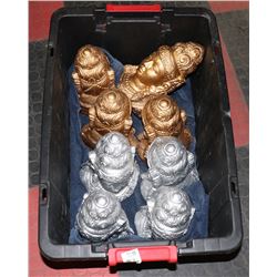 LOT OF 8 BUDDHA  FIGURES 4 GOLD TONE, 4 SILVER TON