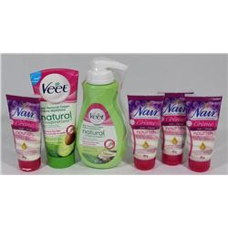 BAG OF VEET AND NAIR HAIR REMOVAL PRODUCTS