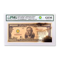 1934 $100,000 Smithsonian Edition 24 Gold Note PMG GEM