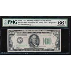 1934 $100 Boston Federal Reserve Note PMG 66EPQ