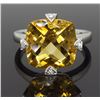 Image 4 : 14KT White Gold Citrine and Diamond Ring