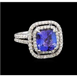 14KT White Gold 3.98 ctw Tanzanite and Diamond Ring