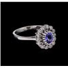 Image 1 : 0.75 ctw Tanzanite and Diamond Ring - 14KT White Gold