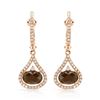 Image 1 : 14k Rose Gold 1.94CTW Diamond and Smokey Quartz Earrings, (I1/I)