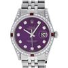 Image 1 : Rolex Mens Stainless Steel Diamond Lugs Purple Diamond & Ruby Datejust Wristwatc