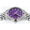 Image 7 : Rolex Mens Stainless Steel Diamond Lugs Purple Diamond & Ruby Datejust Wristwatc