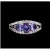Image 2 : 1.84 ctw Tanzanite and Diamond Ring - 14KT White Gold