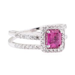 1.76 ctw Pink Sapphire And Diamond Ring - 14KT White Gold