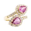 Image 1 : 3.42 ctw Pink Sapphire and Diamond Ring - 14KT Yellow Gold