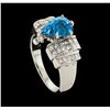 Image 4 : 3.27 ctw Blue Zircon and Diamond Ring - 14KT White Gold