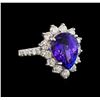 Image 1 : 14KT White Gold 4.48 ctw Tanzanite and Diamond Ring