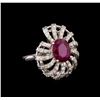 Image 1 : GIA Cert 2.99 ctw Ruby and Diamond Ring - 14KT White Gold