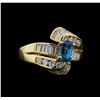 Image 1 : 2.17 ctw Blue Zircon and Diamond Ring - 14KT Yellow Gold