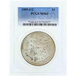 1885-CC $1 Morgan Silver Dollar Coin PCGS MS63