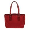 Image 1 : Gucci Red GG Canvas Leather Tote Bag