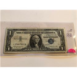 1957 B Series STAR NOTE 1 Dollar Silver Certificate Note XF Grade